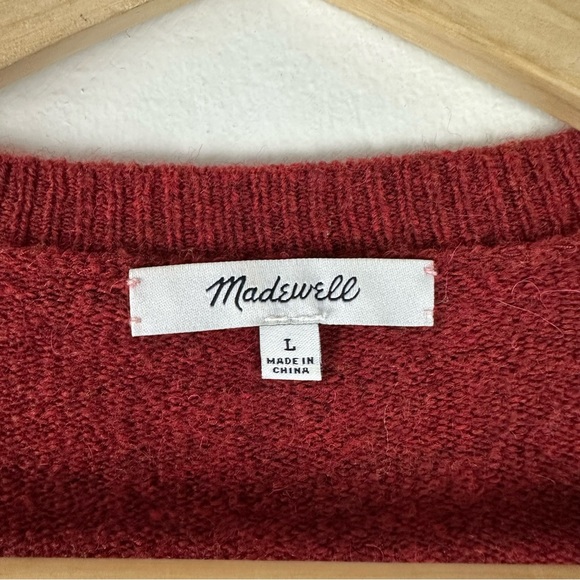 Madewell Womens Sz Large Sweater Alpaca Wool Blend Open Faux Wrap Front - Picture 2 of 10